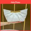 Minimalist Pu Evening Clutch With Solid Color And Pleated Design For Party And Dinner Use