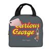 Cartoon Curious George Monkey Anime Insulated Lunch Bag for Women Office Cooler Thermal Food Box Tote Leakproof