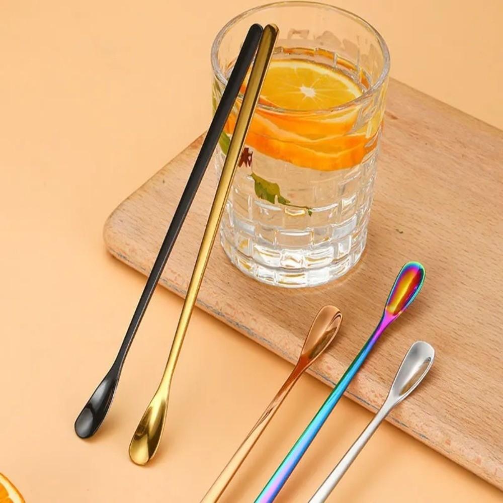4 Stück Edelstahl Kaffeerührlöffel Langer Griff Getränkemischer Barlöffel Barwerkzeuge