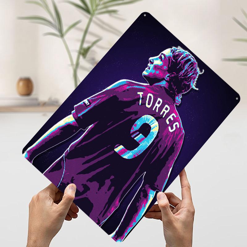 Fernando Torres Football Art Poster Customized Wall Art Vintage Metal Signs Retro Tin Plaque for Man Cave Home Decorations House 20x30cm(7.8x11.8inch)