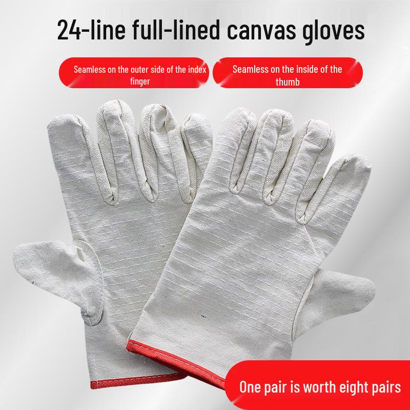 Double-Layer Canvas Welding Gloves - 24-Stitch Wear-Resistant, Fully Lined for Mechanical & Industrial Protection