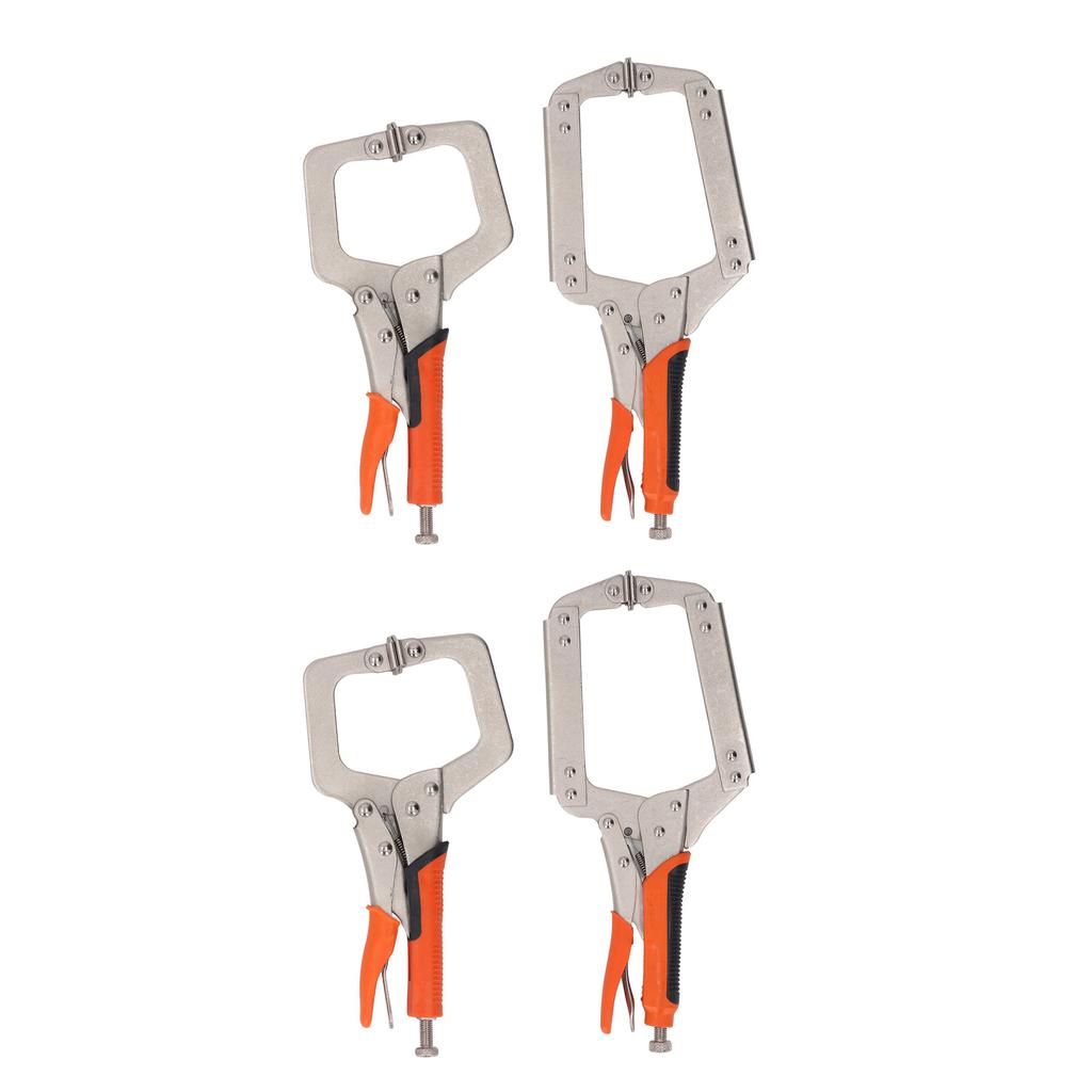 2Pcs Locking C Clamp Pliers Set Heavy Duty Woodworking Face Clamp with Rotating Pads for Welding Poc
