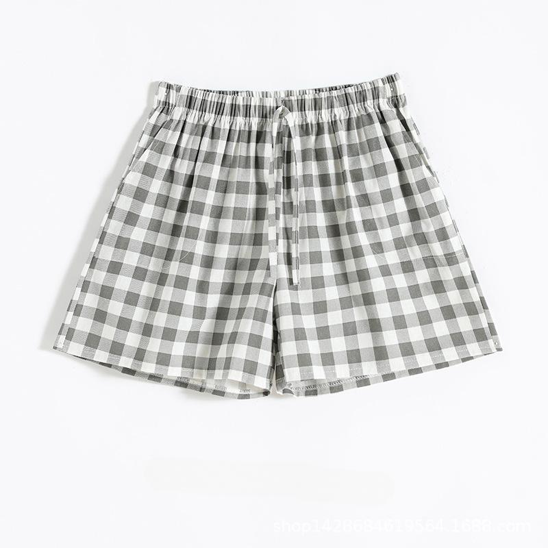 

Японский стиль Простые эластичные талии Повседневные сетчатые брюки для мужчин и женщин Домашние брюки из хлопковой марли Шорты большого размера XXL серый