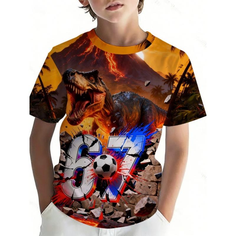 

3D Print Crew Neck Boys Clothing Outdoor Street Harajuku Short Sleeve Kids Clothes Boys Tops 100