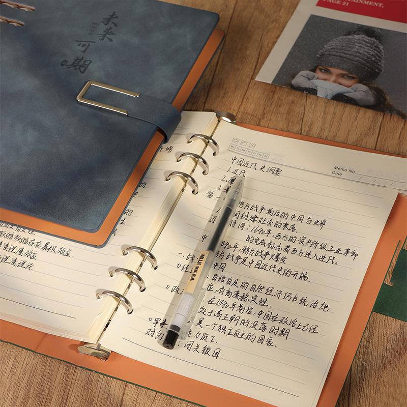 A5/B5 Detachable Metal Clip Loose Leaf Retro Notebook 100 Sheets/Book PU Hardcover Writing Diary Office Conference Study CS-021