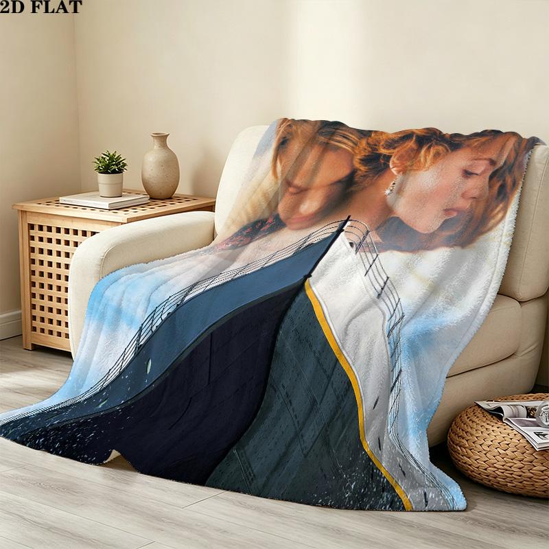 1PC Titanic Patterned Flannel Blanket Suitable For All Seasons For Home Decor Warmth And Comfort Gifts Holiday Present