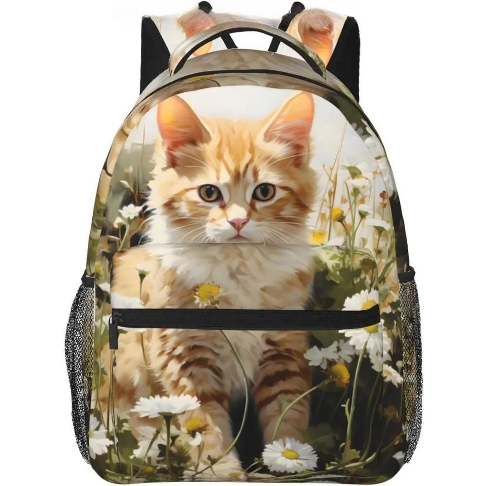 Laptop Bag Back To School Cute Daisy Cat Lightweight Laptop Backpack Lightweight Multipurpose Travel Casual Daypack Unisex Colle