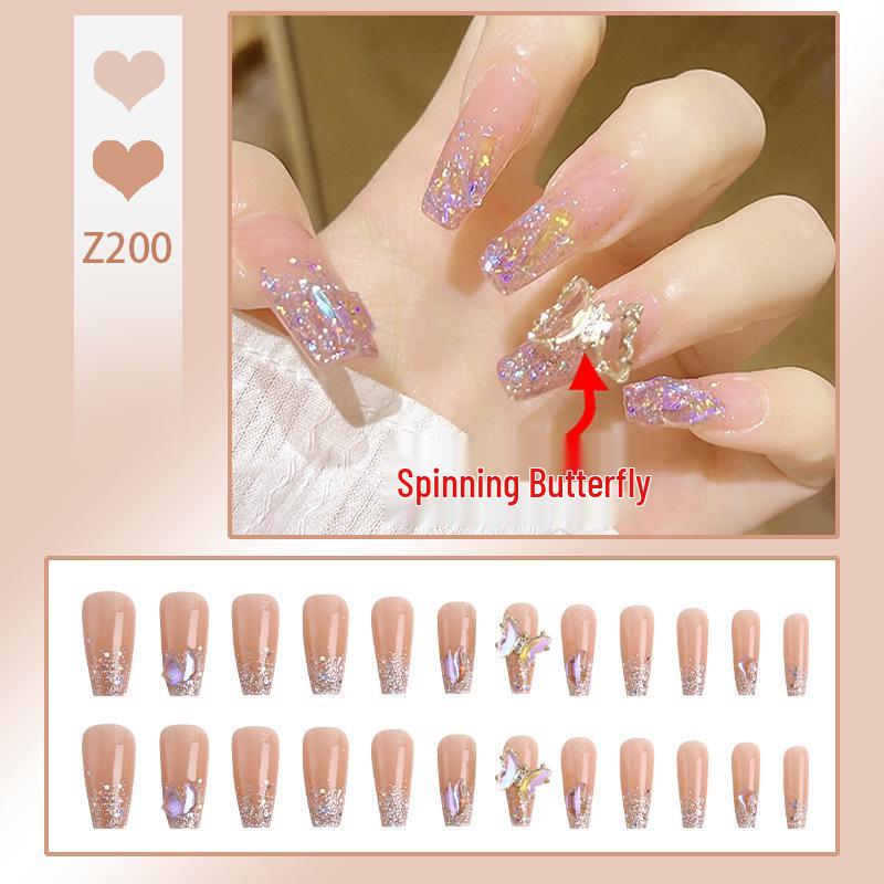 

Ручная работа Вращающиеся наклейки для ногтей «Бабочка Аврора» - Теплый эльфийский стиль Интернет-тренд Накладные ногти Glue Version