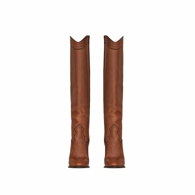 Fashion Style Round Toe High Boots and Knee Boots Ultra High Heel Fashion Large Size Women's Boots Brown Long Boots Shoes for Women
