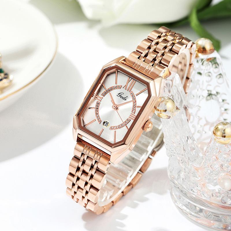 Ladies Retro Steel Strap Small Dial Fashionable Small Square Watch Temperament Waterproof Quartz Watch