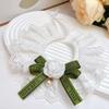 Dark Green Bow Knot Pet Cat Necklace Floral Pearl Decorate Bib Neck Collar for Small Medium Dogs Lace Wedding Cats Accessories