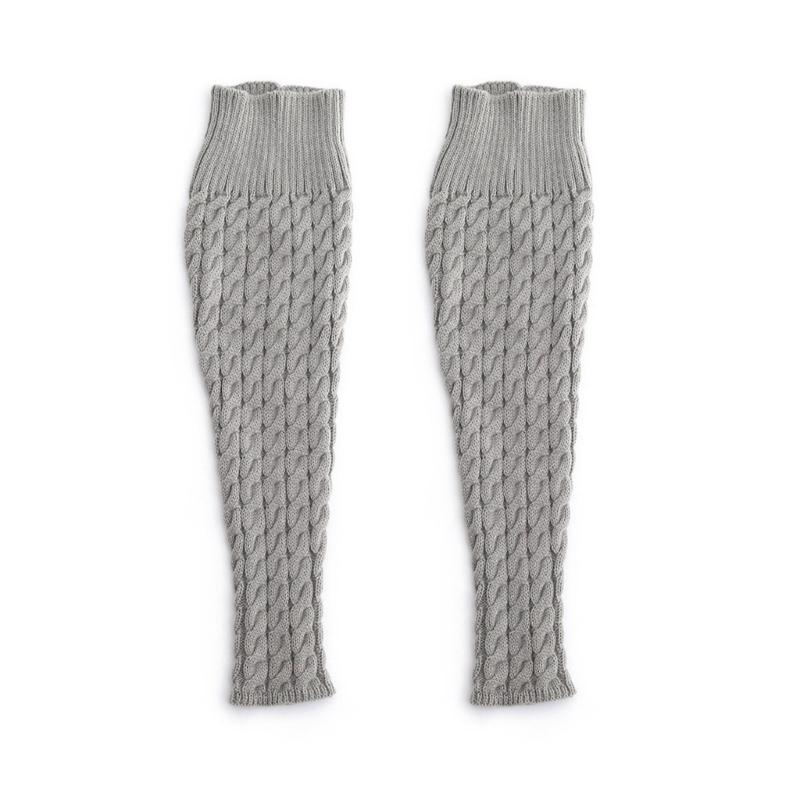 Scaldamuscoli da Donna Taglie Forti Lavorati a Maglia a Treccia Sopra il Ginocchio Alti sulla Coscia Calzini Senza Piedi Caldi Calze per Stivali Invernali Streetwear