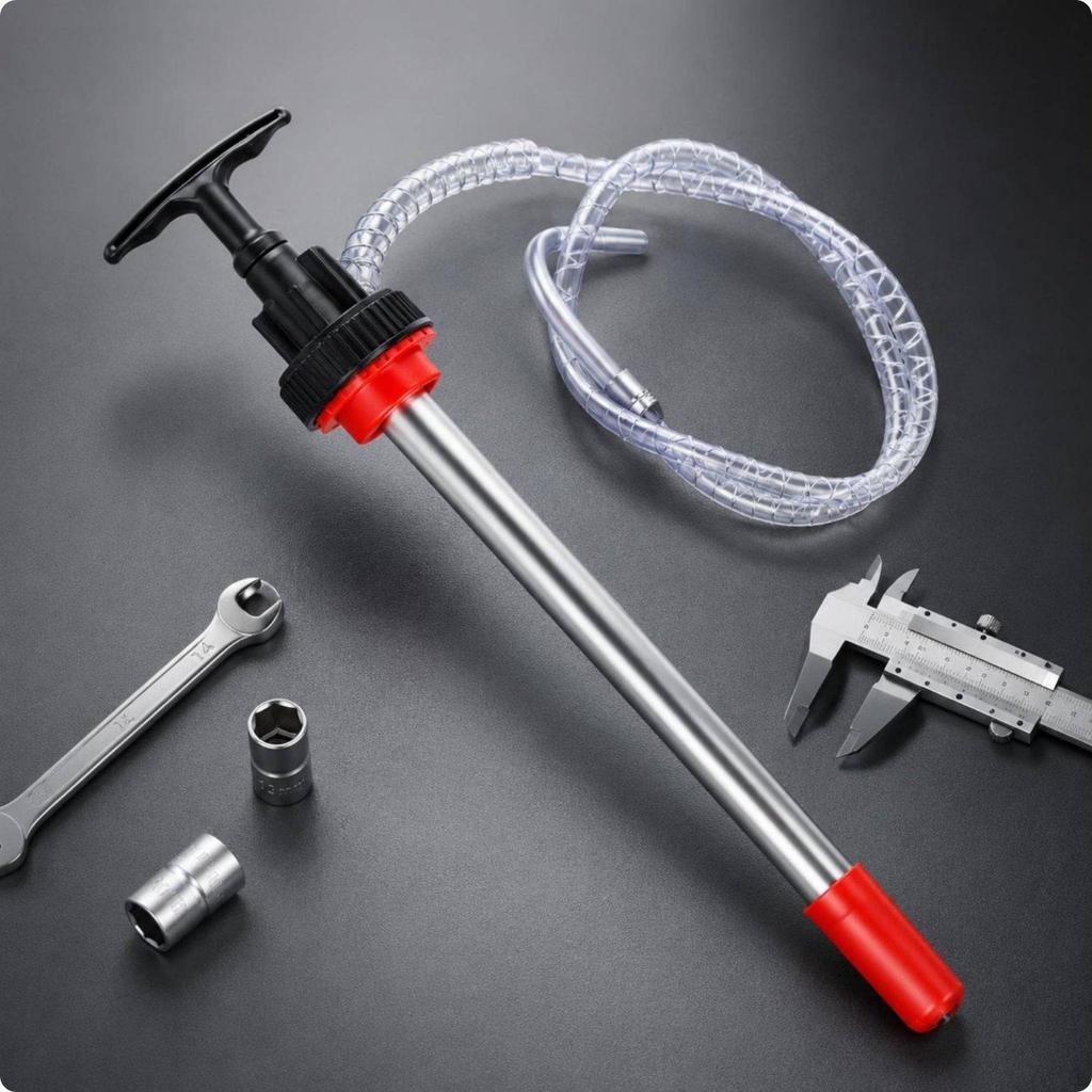 Hand Oil Pump Heavy Duty Steel Manual LeakResistant Nozzle Fluid Equipment for Garage,