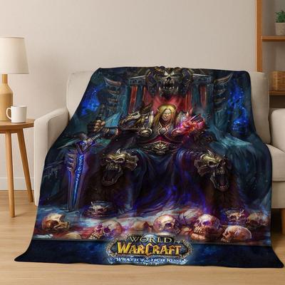 WOW World of Warcraft Arthas Dämon Illidan Sylvanas Flanelldecke, Gemütliche Weiche Überwurfdecke für Zuhause Schlafzimmer Bett Sofa Abdeckung Geschenk