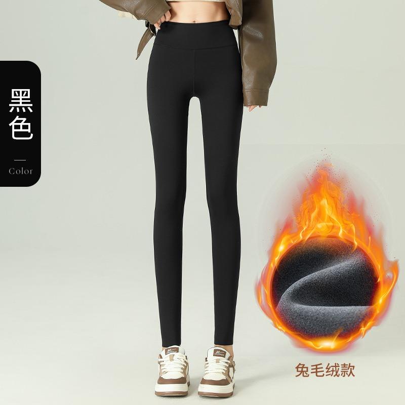 Grey Shark Pants Women Wear Autumn and Winter High Waist Thin Yoga Leggings Warm and Velvet Leggings Nine Points
