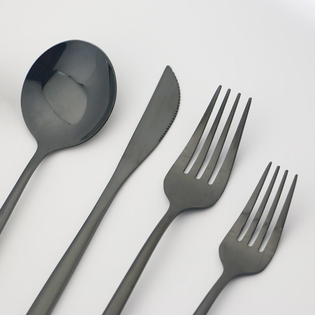 6pcs/set Stainless Steel Spoon Dinnerware Silverware Set Cutlery Set Flatware Outdoor Office Party Home Kitchen Tableware