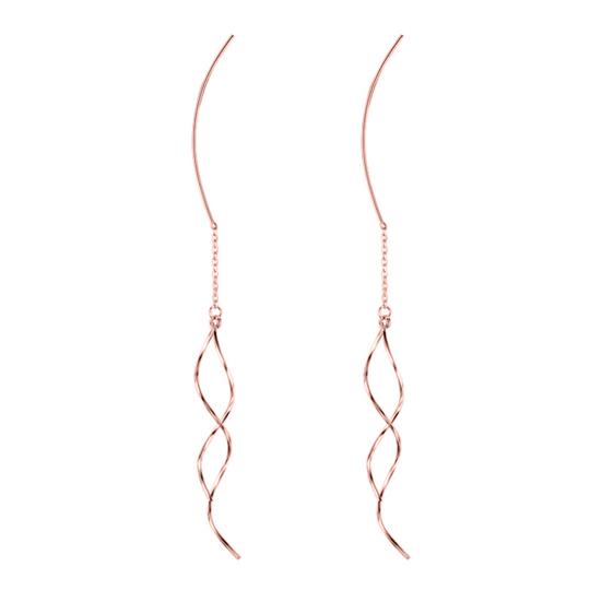 Yousheng 1 Pair Dangle Earrings Curved Long Threader Tassel Bright Luster All-match Decorative Geometric Ladies Twisted Linear Drop Earrings Jewelry