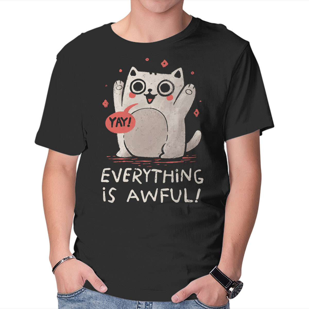 Unisex Crew Neck T-Shirt Everything Is Awful Graphic Short Sleeve Casual Tee XL