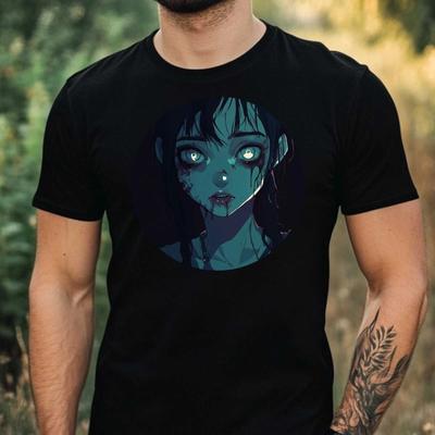 Mens Zombie Anime Girl Theme Cotton T-Shirt Size XS To 5XL-