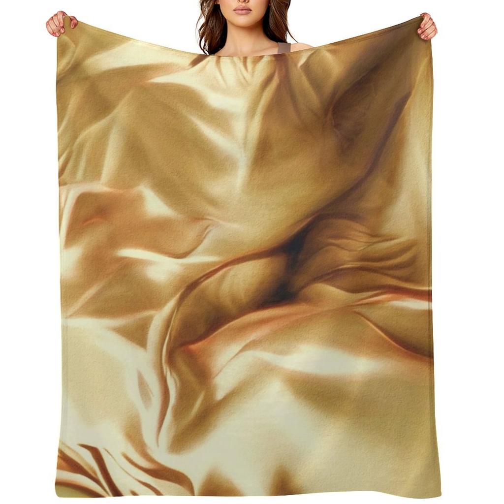 Pale Gold Silk Satin Fabric Series 6 Throw Blanket Soft Beds Cosplay Anime Giant Sofa for Sofa Blankets