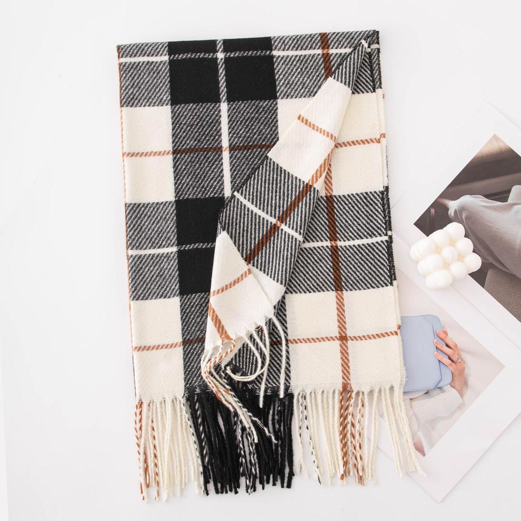 Plaid Scarf Women's Winter High-end Sense New Autumn and Winter Thickened Versatile Atmosphere Warm Scarf