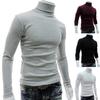 Men Fashion Solid Color Long Sleeve Turtleneck Sweater Slim Fit Knitted Pullover