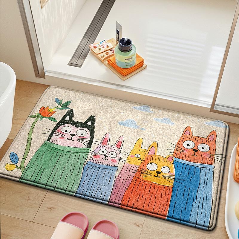2026 Bathroom Household Toilet Non-slip Foot Mat Mat Absorbent Floor Mat Nordic Bathroom Door Quick Drying Mat