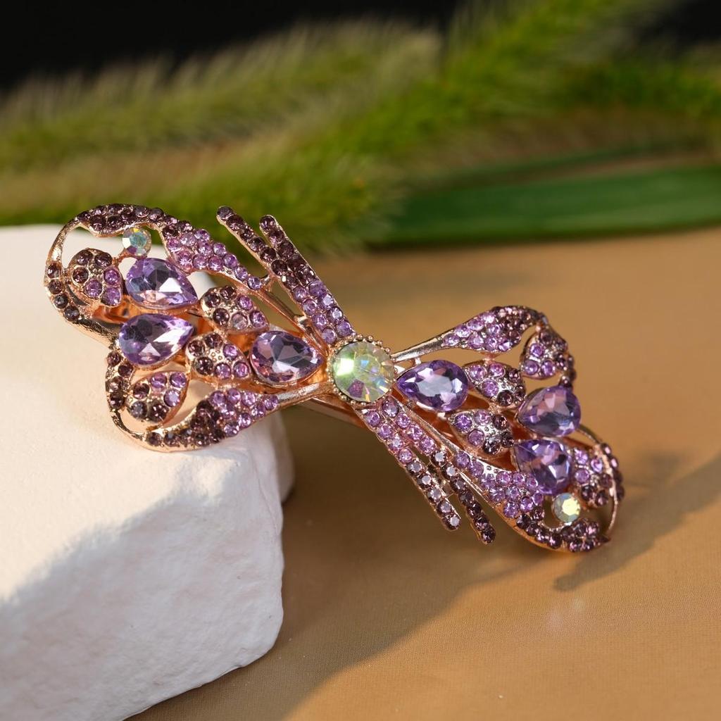 Élégante Barrette à Cheveux Coréenne Rétro en Cristal pour Adultes - Accessoire de Coiffure Printanier pour Queue de Cheval