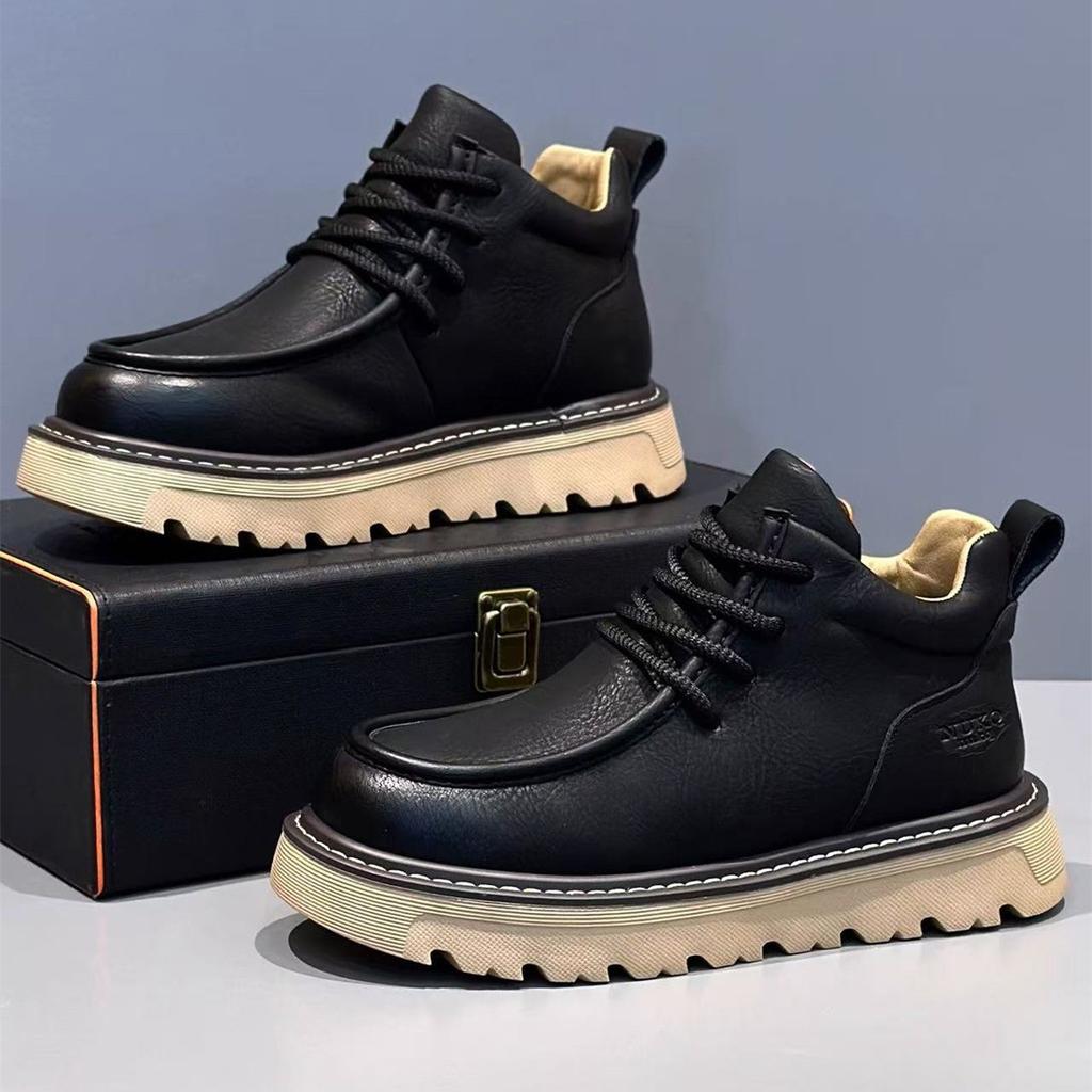 High-top Winter British Style Retro Outdoor Mountaineering Waterproof and Non-slip Sports Thick-soled Heightening Rhubarb Martin Boots