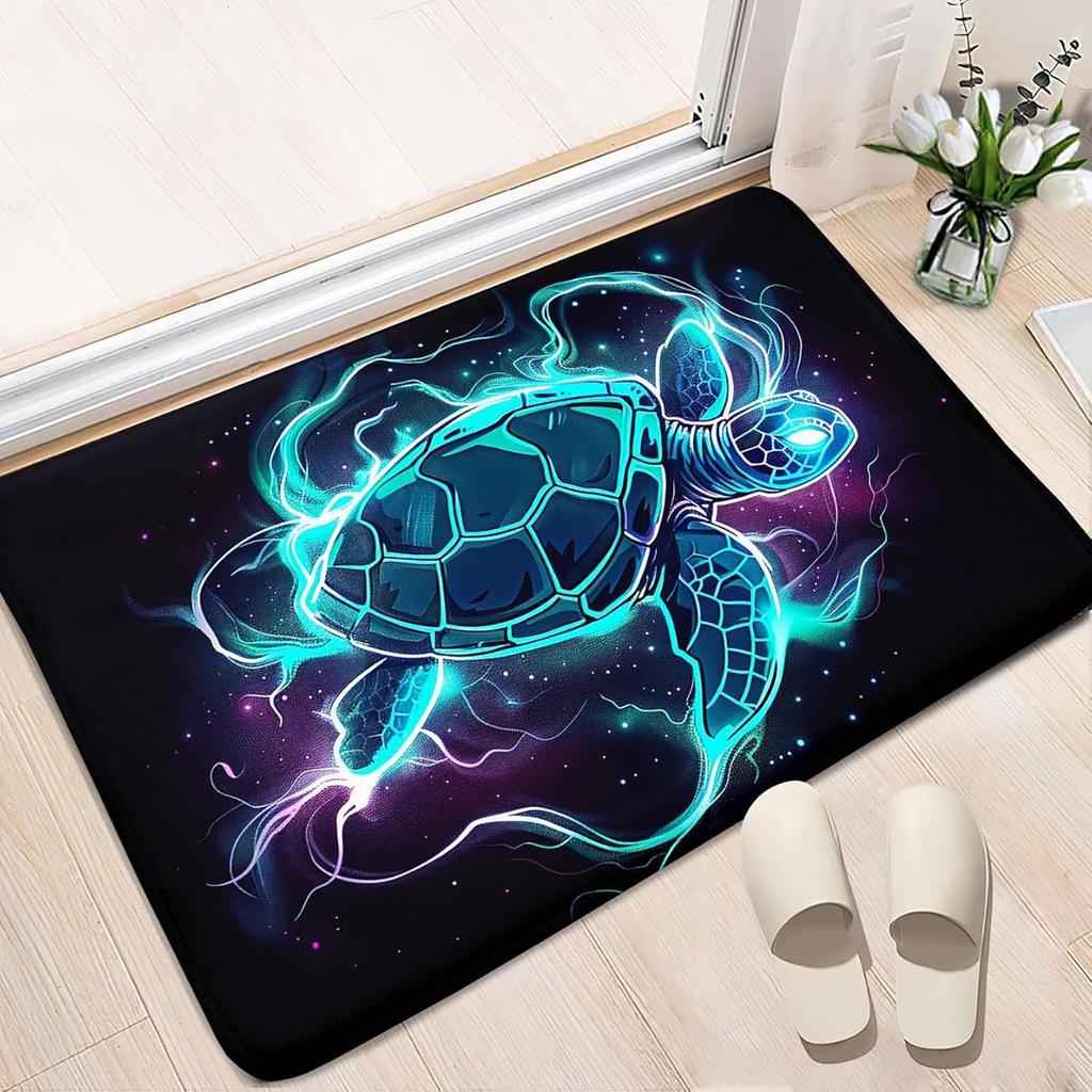 Green Sea Turtle Area Rug for Boys Bedroom, Ocean Animal Theme Carpet, Non-Slip Play Mat for Kids Living Room and Classroom