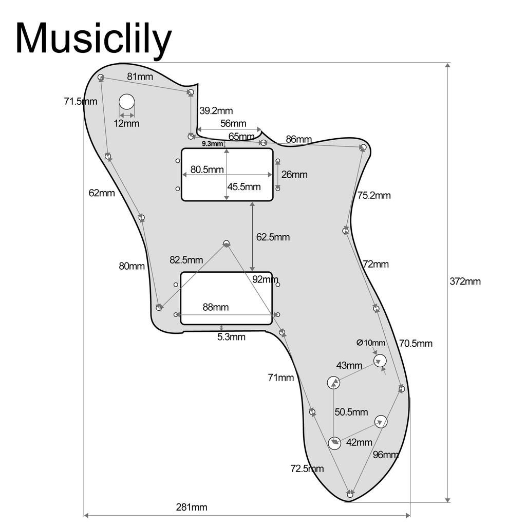 Musiclily Pro 15-Hole Telecaster Pickguard, Wide Range, 2-Humbucker Mount, for Fender Mexican 72 Tele Deluxe Electric Guitars, Brown Tortoiseshell,