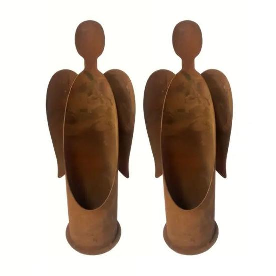 1/2Pcs Rusty Angle Candle Holder Weather-proof Iron Art Tealight Candle Stand Metal Candlestick Indoor Outdoor Garden Home Office Desktop Decoration