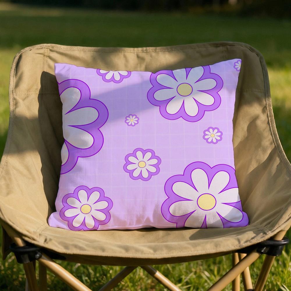 Romantic Daisy Print Spring Cushion Cover Soft Reversible  Durable Pillow Cover  MultiScene Use for Home  Car Daily Comfort