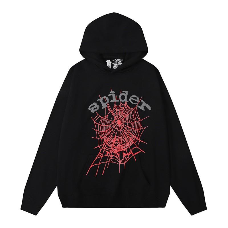 Sp5der Hoodie Unisex Oversized Cotton Pullover With Foil Letter Print Fall Casual Streetwear