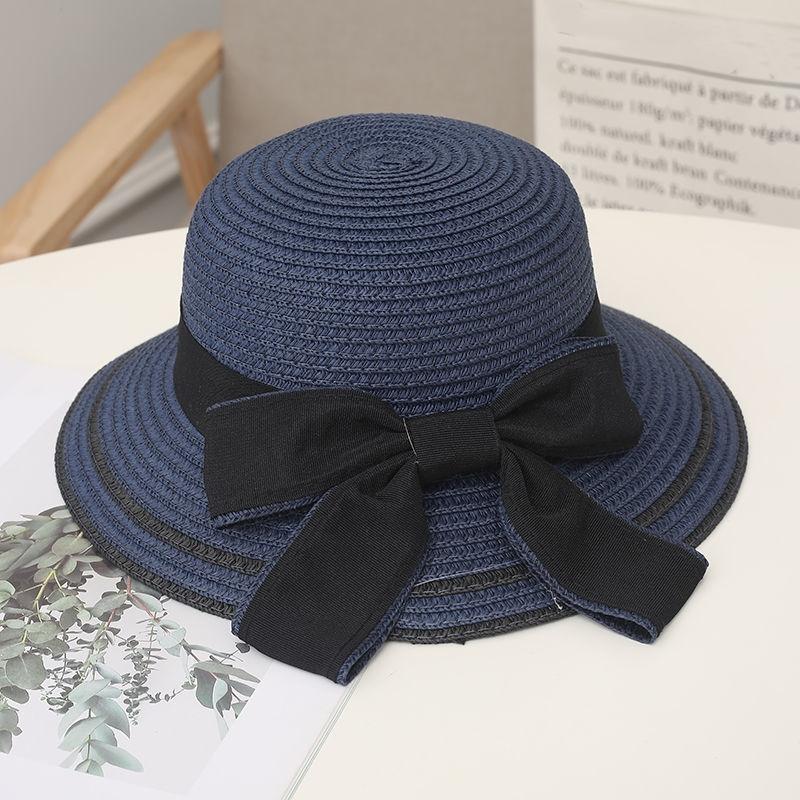 

Summer Summer Parent-Child Straw Cap Women Flower Wreath Bowknot Bucket Hat Girls Outdoor Beach Travel Sunshade Sun Caps темно-синього кольору