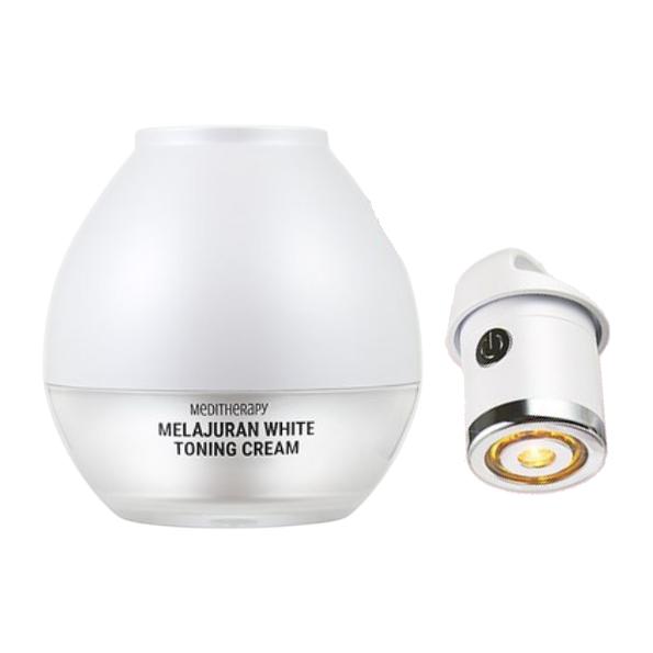 MediTherapy Melazuran White Toning Cream Set (50ml + EMS Device) – Brightening & Dark Spot Skincare Duo, Korean