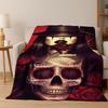 Gothic Skull Dead Girl Cartoon Horror Flannel Blanket Soft Warm Throw Blanket for Bedroom Living Room Bed Travel Camping Picnic