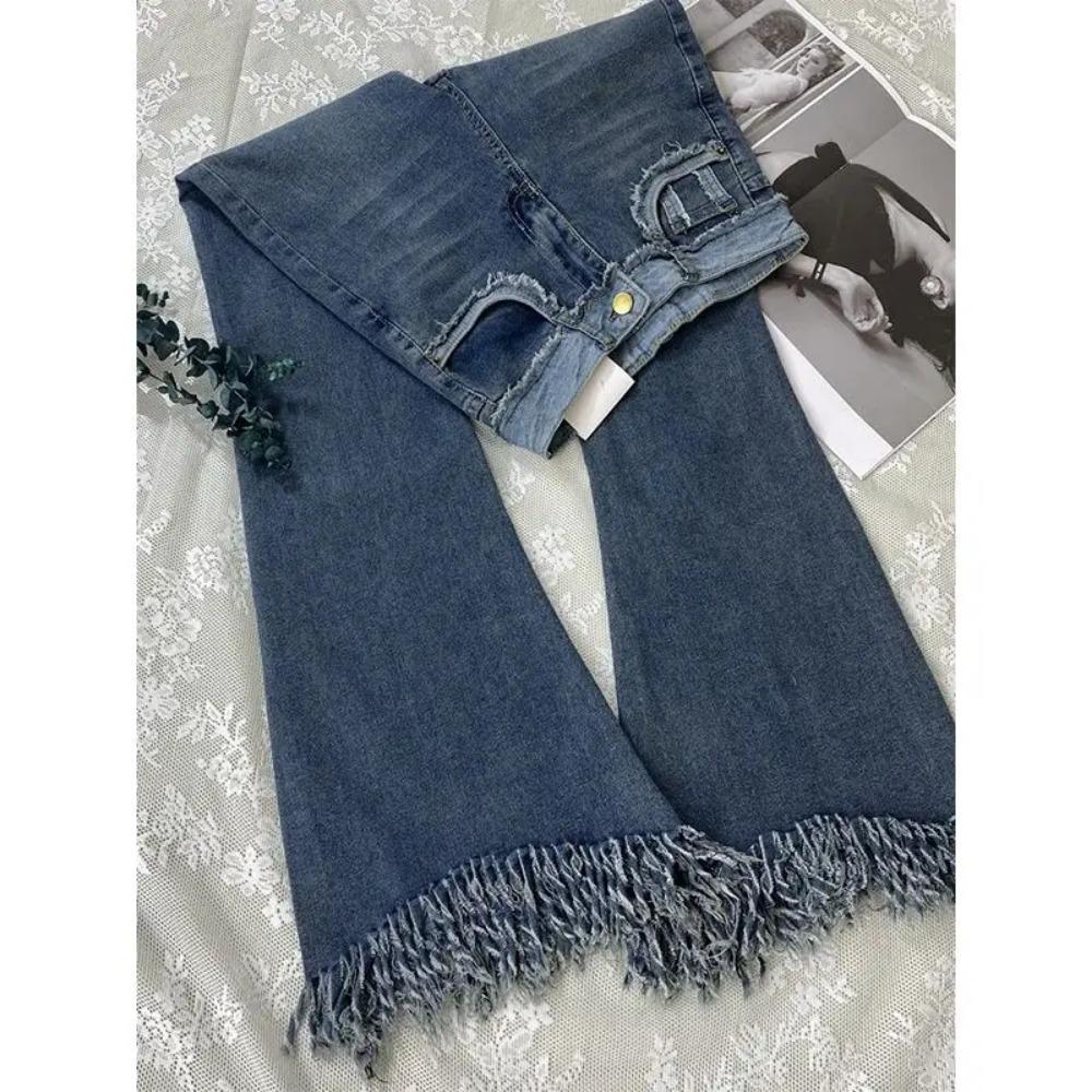 Blugi evazați femei cu ciucuri Skinny Empire Hot Sexy All-metch Chic Toamna Primăvară Stil american Streetwear Femei Sale Design