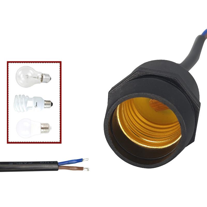Universal E27 Lamp Holder Copper Screw Thread Waterproof Lamp Base Flame Retardant Pvc Wire Lamp Holder Outdoor Use
