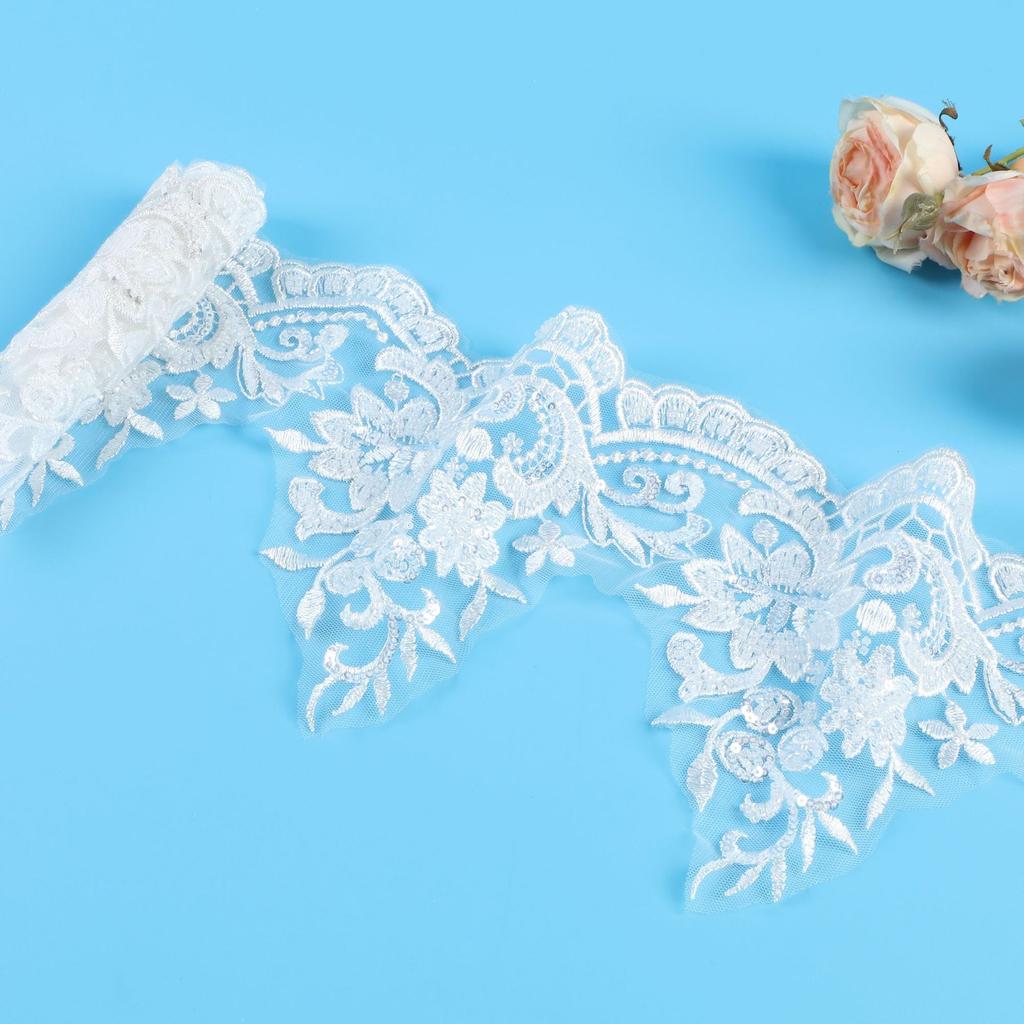 Nail Beads Lace Accessories Diy Beads Bead Embroidery Mesh Bottom Embroidery Lace Fabric Wedding Dress Accessories 17Cm