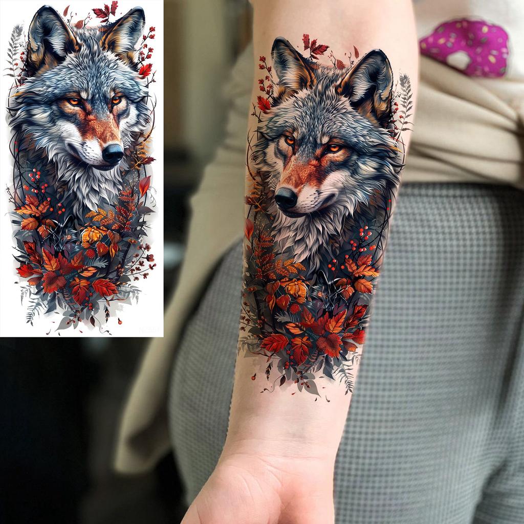 1 Foglio Tatuaggi Temporanei Creativi Cool Leone Lupo Aquila Per Uomini Donne Adulti, Tatuaggi Finti Temporanei Impermeabili a Lunga Durata