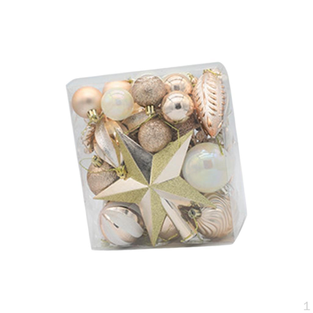 

40 шт. подвесных украшений для рождественской елки, шаров, декоративных безделушек Champagne Gold