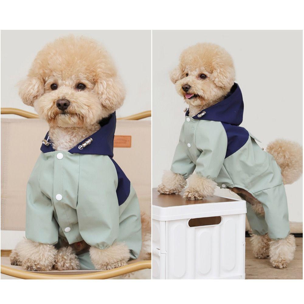 Fashion Patchwork Pet Raincoat Waterproof Reflective Dog Coats Jackets Keep Warm Windproof Dog Four-legged Work Jacket