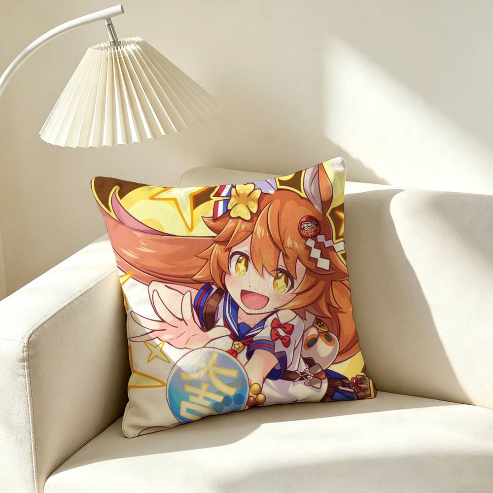 M-Matikanefukukitaru Umamusume Square Double-Sided printed Pillow Case Bedroom Bedside Pillow Sofa Cushion Cover