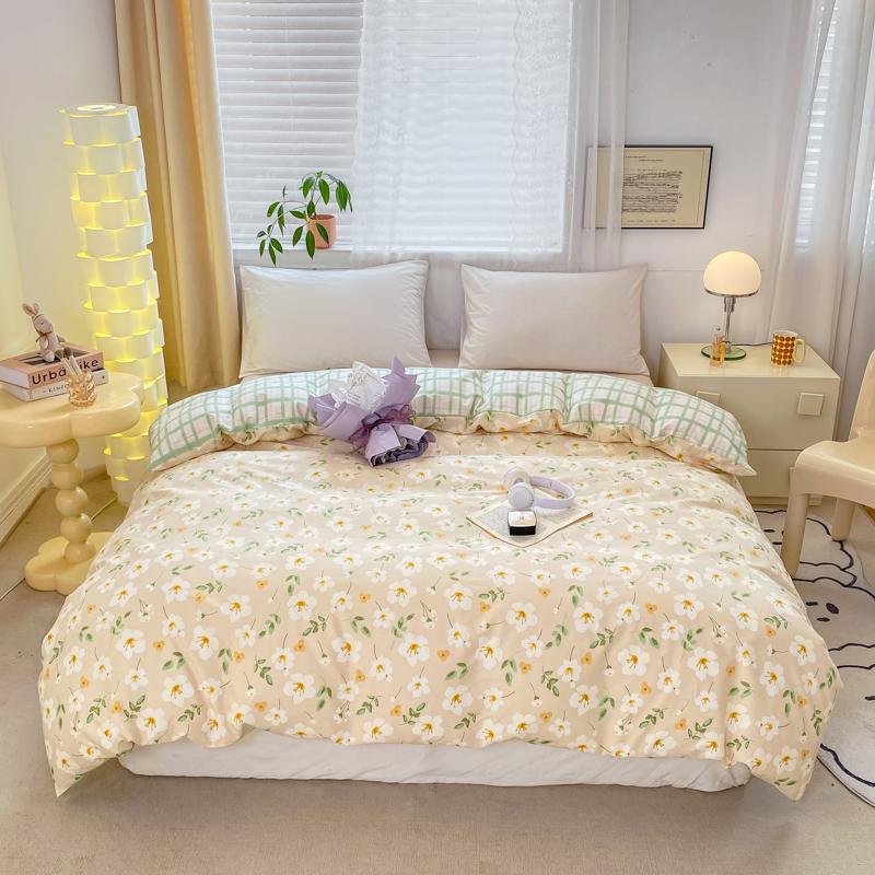 Fresh White Flowers 100% Cotton Duvet Cover Botanical Floral Pattern Quilt Cover with Zipper Queen King Bedding for All Season