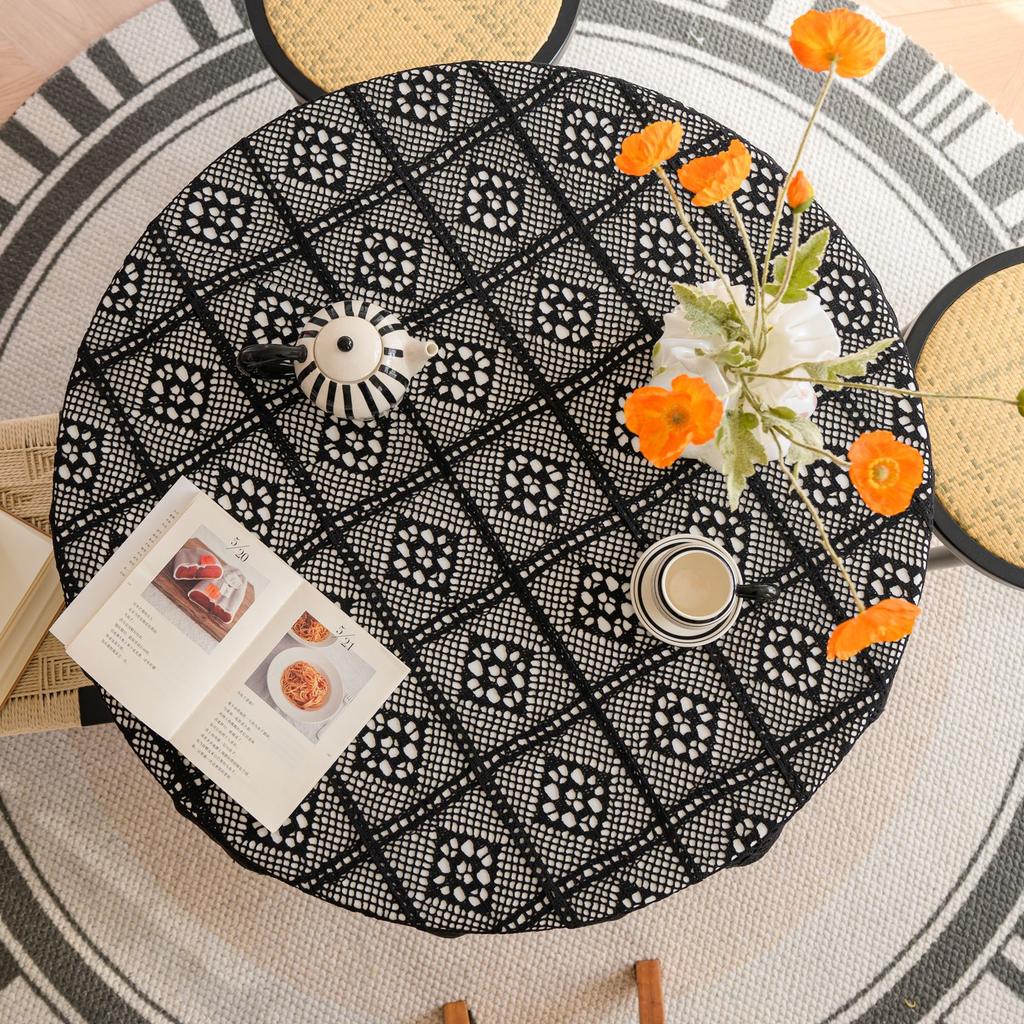 Lace Table Cloth Fabric French Hollow White Coffee Table Cloth Tablecloth Rectangular Round Table Photo Picnic Cloth Cover Cloth