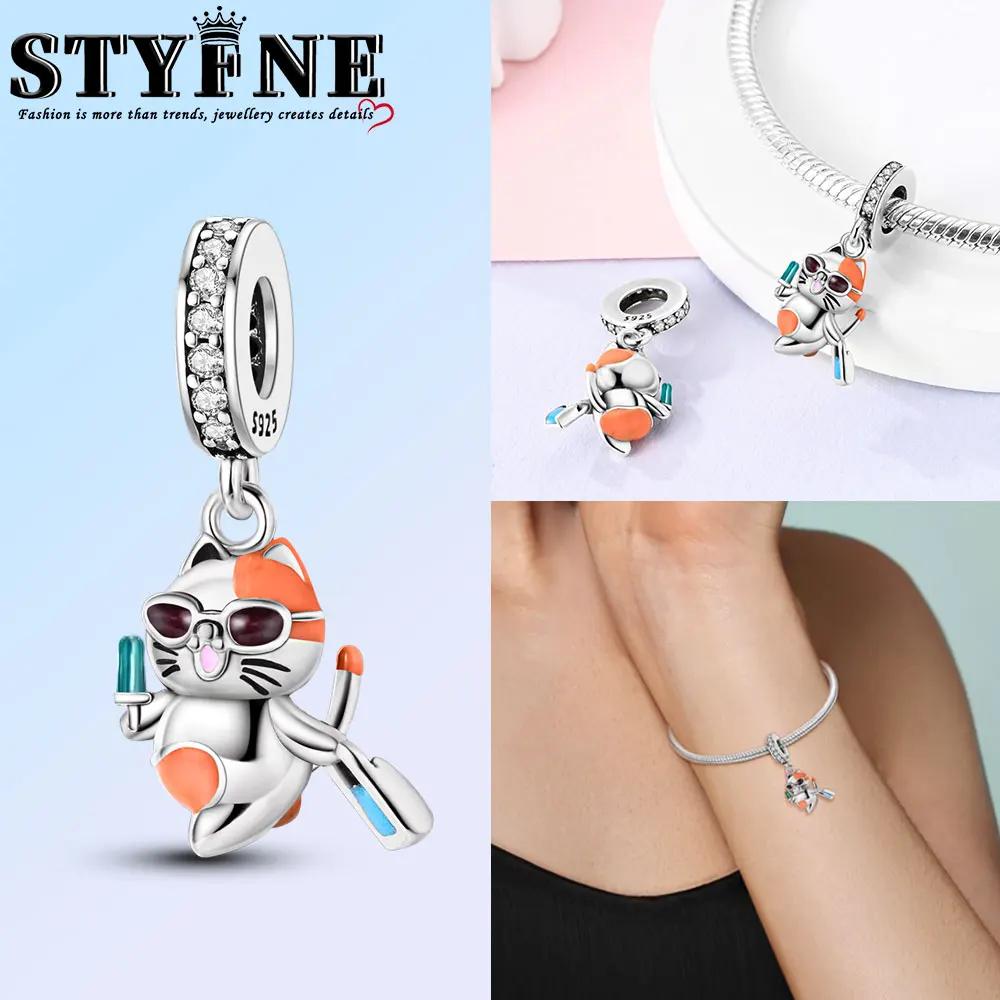 Anniversary Copper Color Cute Cat Blue Moon Owl Rabbit Mermaid Animal Charms Pendants Fit Original Bracelets Diy Jewelry