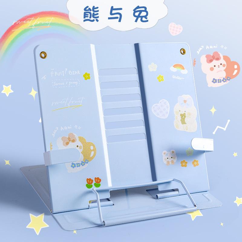 Portable Book Stopper Reading Stand Book Holder Metal Adjustable Student Book Stand Foldable Children Writing Bracket Office Use