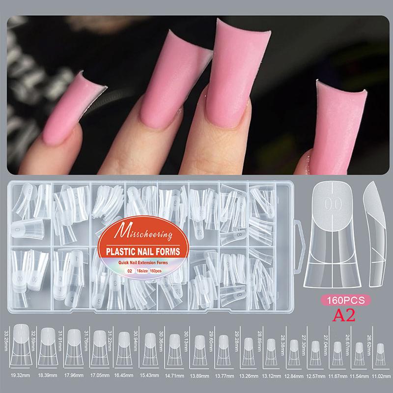 

160Pcs/Box Curved Stiletto Nail Dual Form Full Cover Molds For 3D Cat S Claw Sculptural Acrylic Nail Extension A2