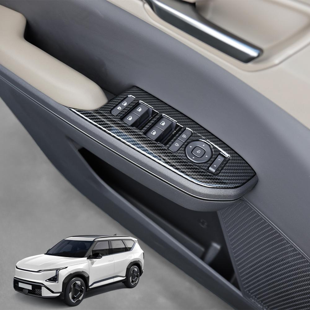 For Kia EV5 2024 2025 Car Tuning Carbon Fiber Window Button Cover Trim Car Interior Accessories LHD
